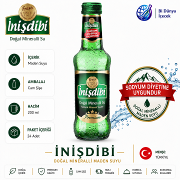 İnişdibi Premium Doğal Mineralli Maden Suyu 200 ml x 24 Adet