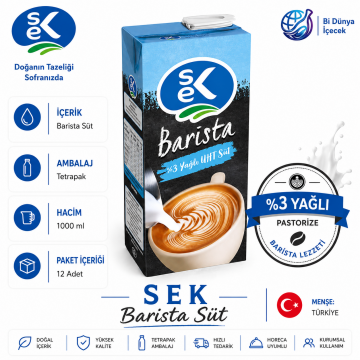 Sek Barista  Süt (%3 Yağlı) 1L x 12