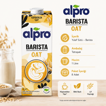Alpro Yulaflı Barista Sütü 1000 ml x 8 Adet